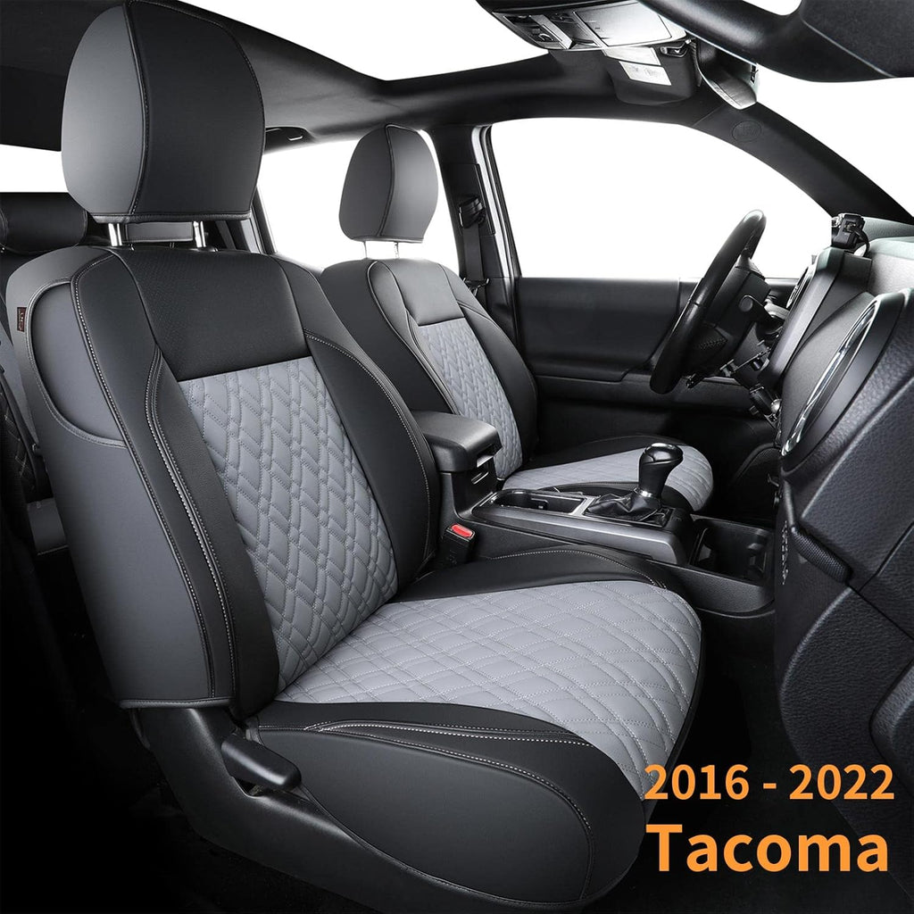 Tacoma Seat Covers Water Proof Faux Leather FullSet Black Gray S21815