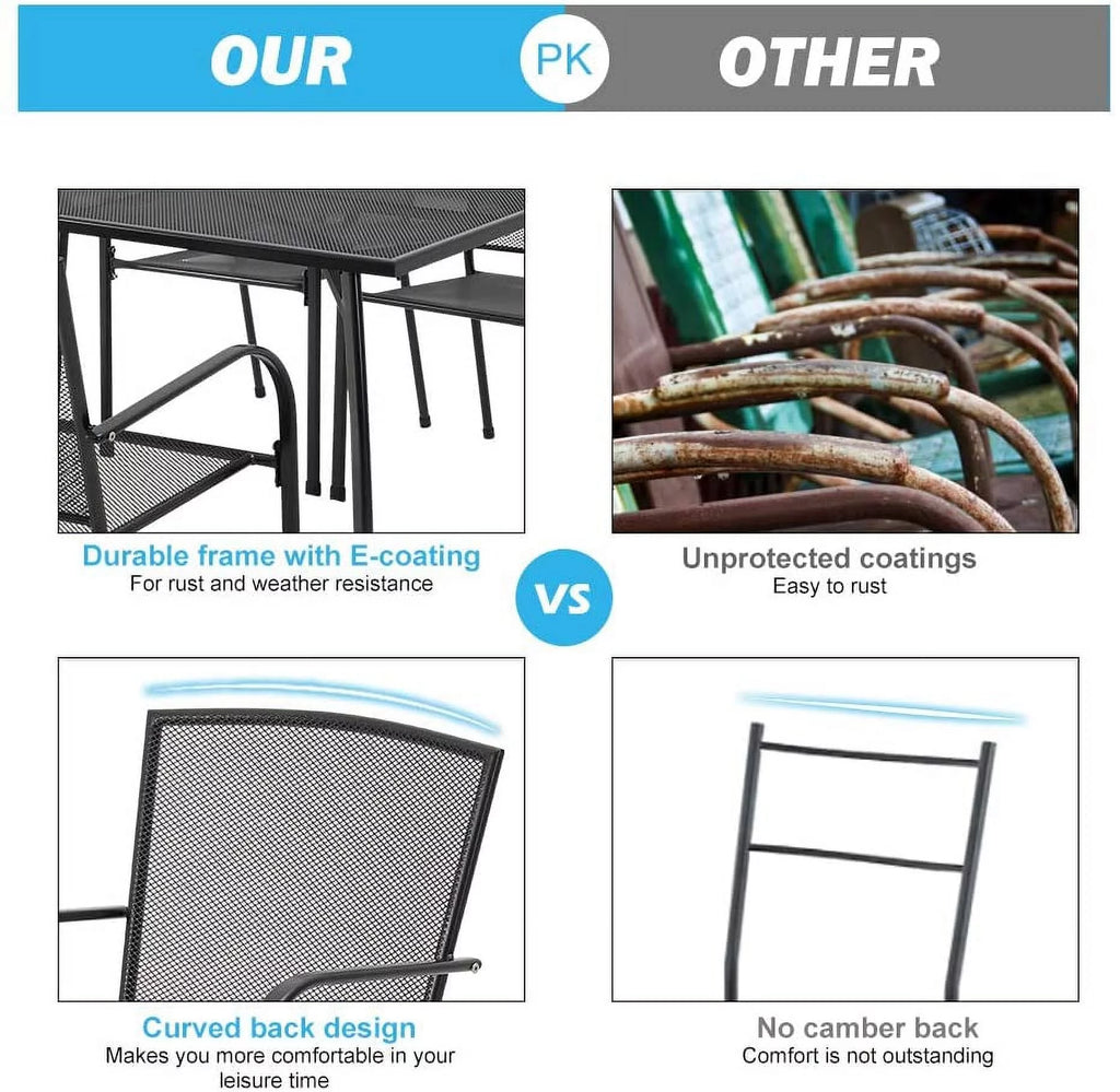 5-Piece Metal Patio Dining Set with 4 Stackable Chairs I416418