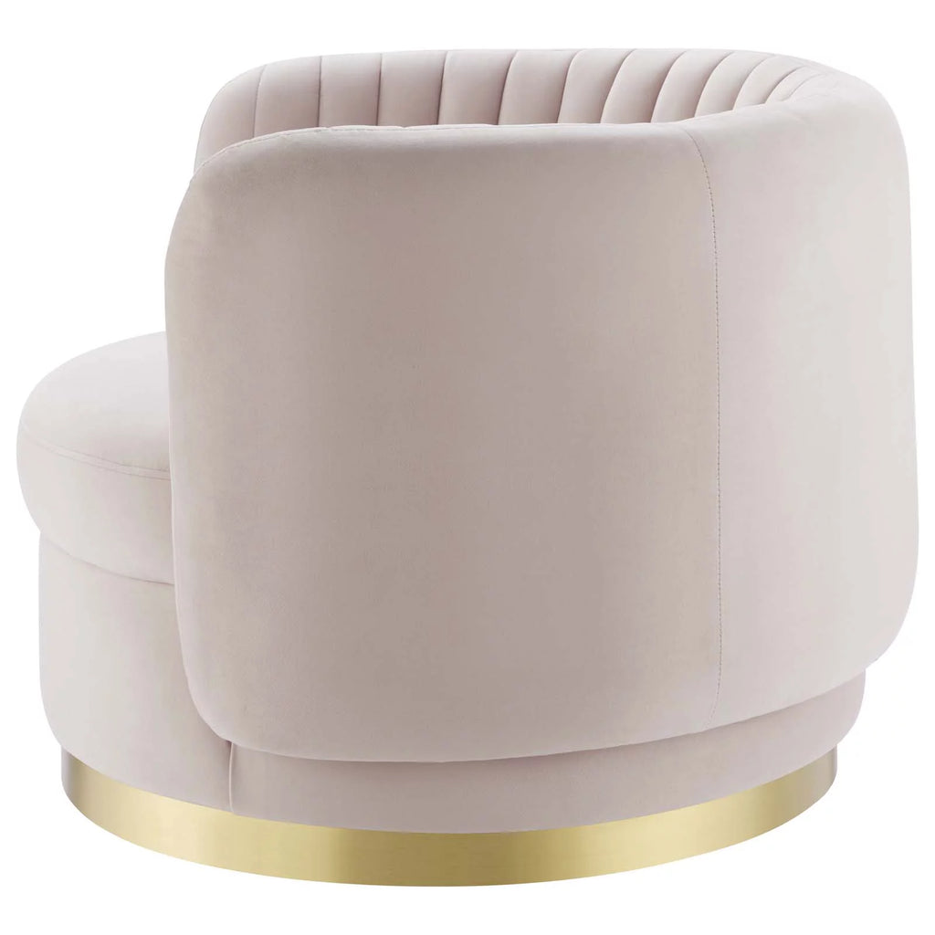 Pink Gold Velvet Tufted Swivel Accent Chair J5712