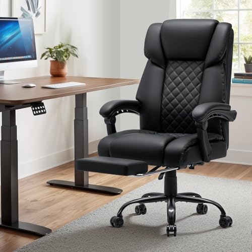 Black Ergonomic Reclining Office Chair with Footrest O204