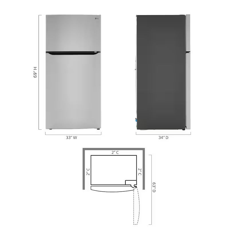 33 in. W 24 cu. ft. Top Freezer Refrigerator in Stainless Steel R90157