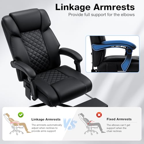 Black Ergonomic Reclining Office Chair with Footrest O204