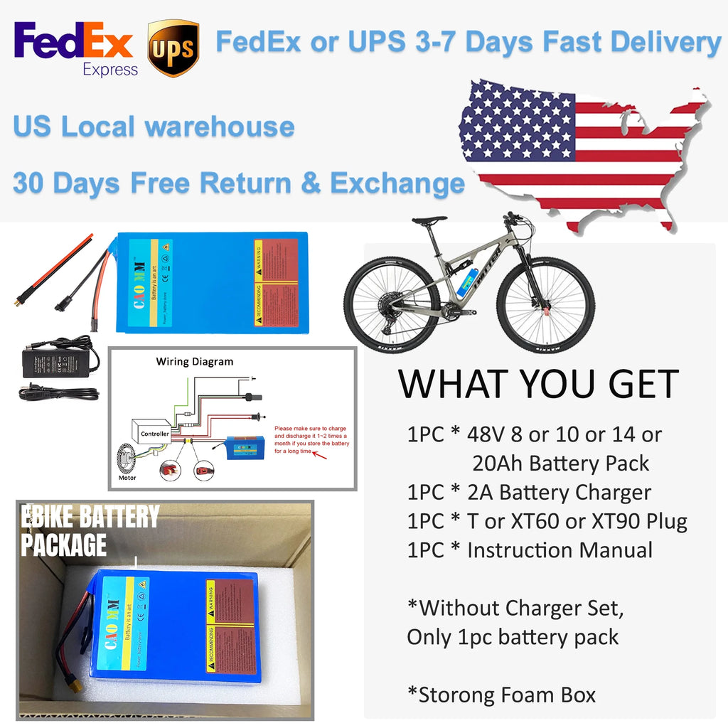 48V 8Ah Lithium Ebike Battery with Charger N1046