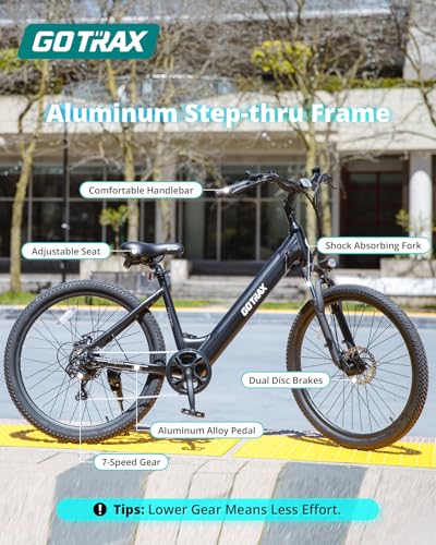 26" Electric Bike 500W 7-Speed Step-Thru Bicycle K319