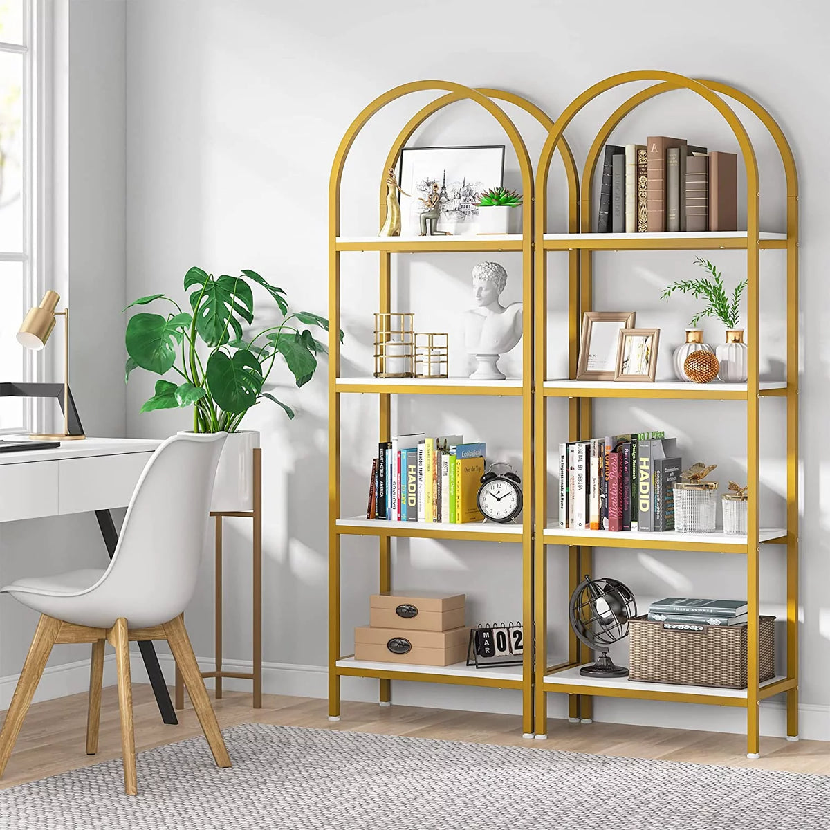 4-Tier 70.8" Arched Bookshelf with Metal Frame Q609321