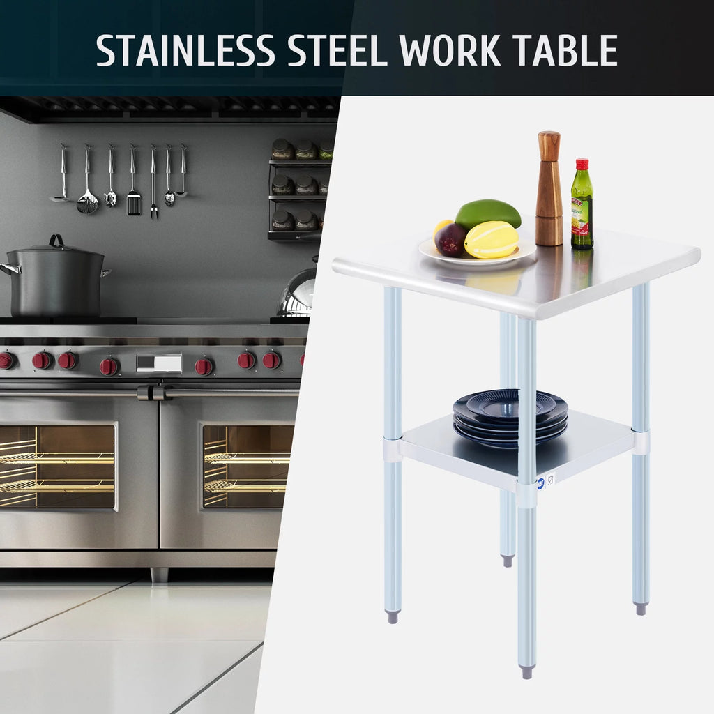 Stainless Steel Prep Table with Adjustable Shelf 24x24 Inch H8053