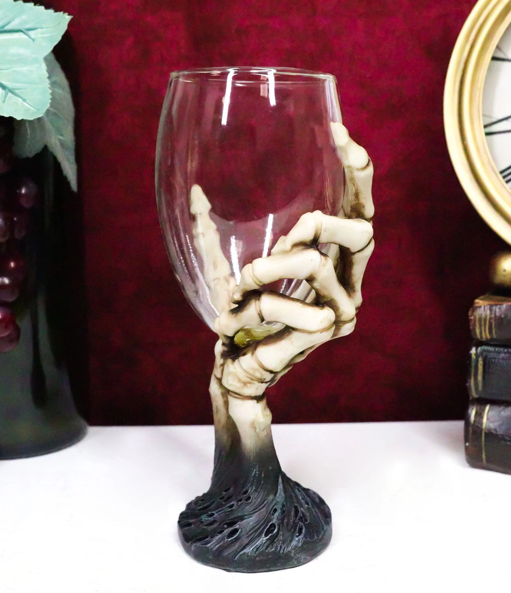 Gothic Skeleton Hand Wine Goblet Glass Chalice U41697