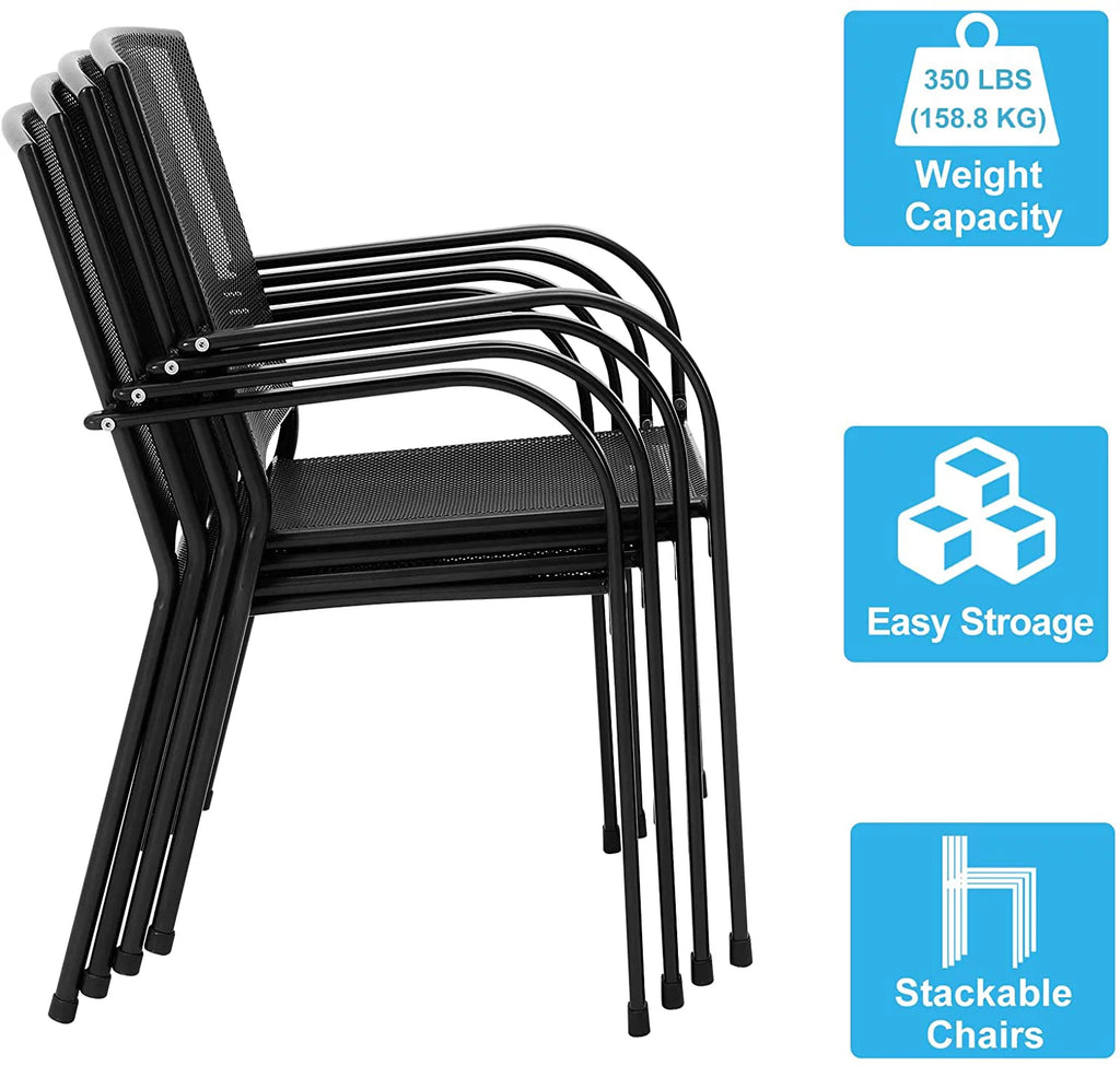 5-Piece Metal Patio Dining Set with 4 Stackable Chairs I416418