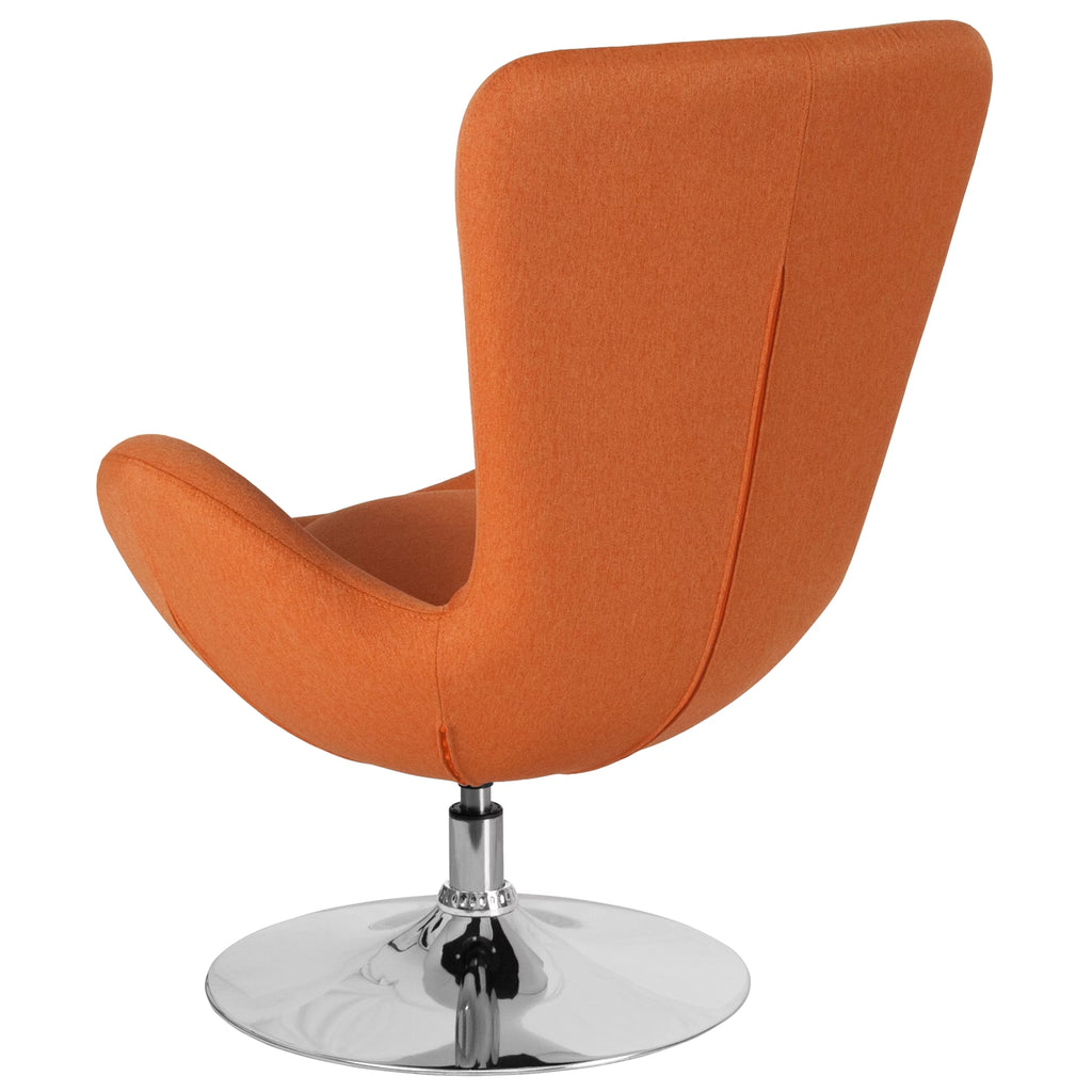 Orange Fabric Upholstered Swivel Lounge Chair F1490