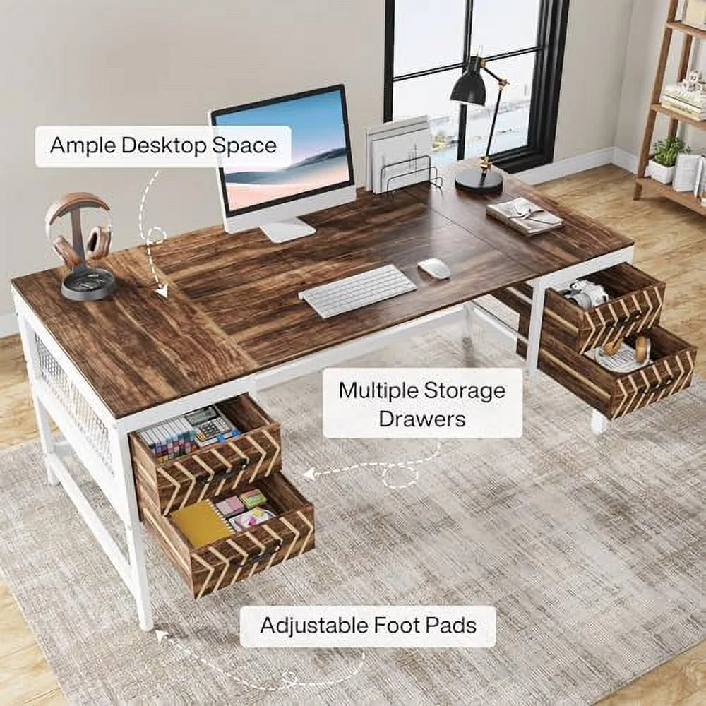 Home Office Desk with Drawers 63" Computer Desk W49892