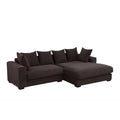 Brown Corduroy Upholstered Sectional Sofa with Chaise X577