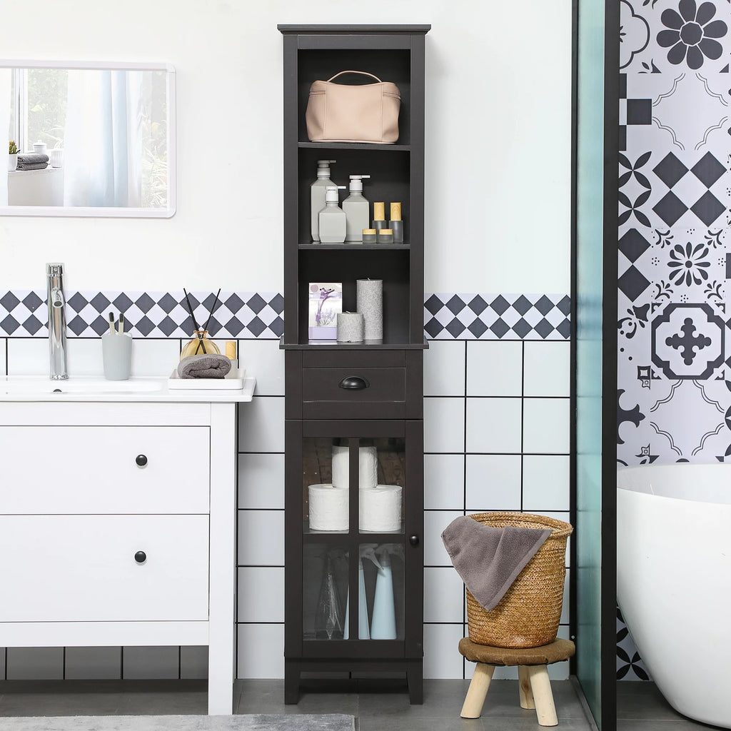 Slim Bathroom Storage Cabinet with Door & Shelves H71819