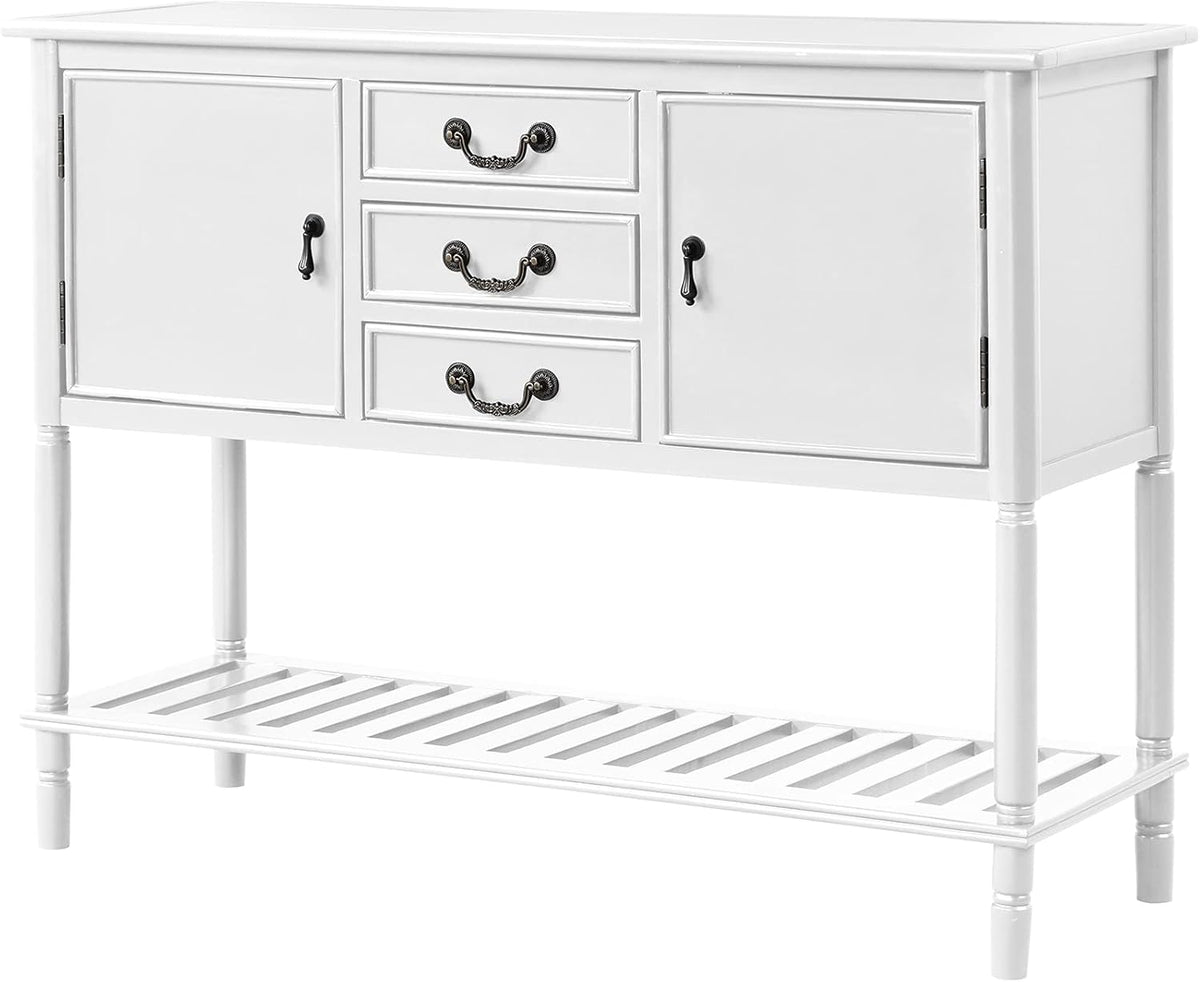 Solid Wood Console Table with 3 Drawers, 2 Cabinet and 1 Shelf H172