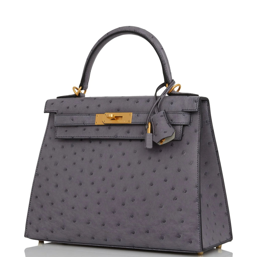 Gris Agate and Gris Perle Ostrich Bag A102