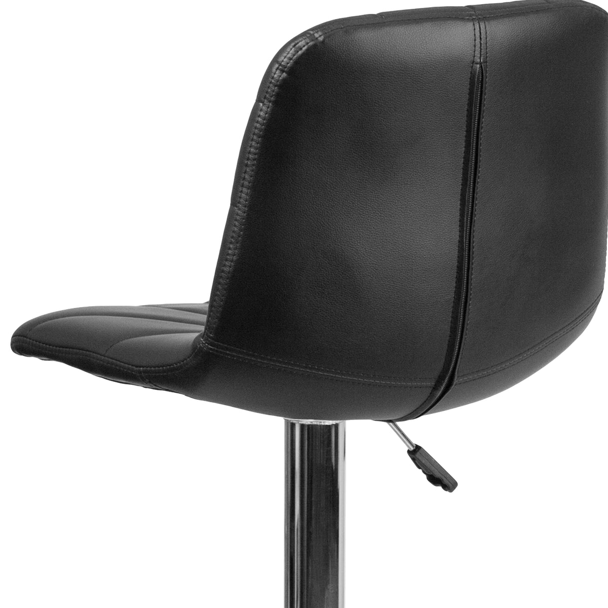 Black Vinyl Adjustable Height Barstool with Chrome Base E683