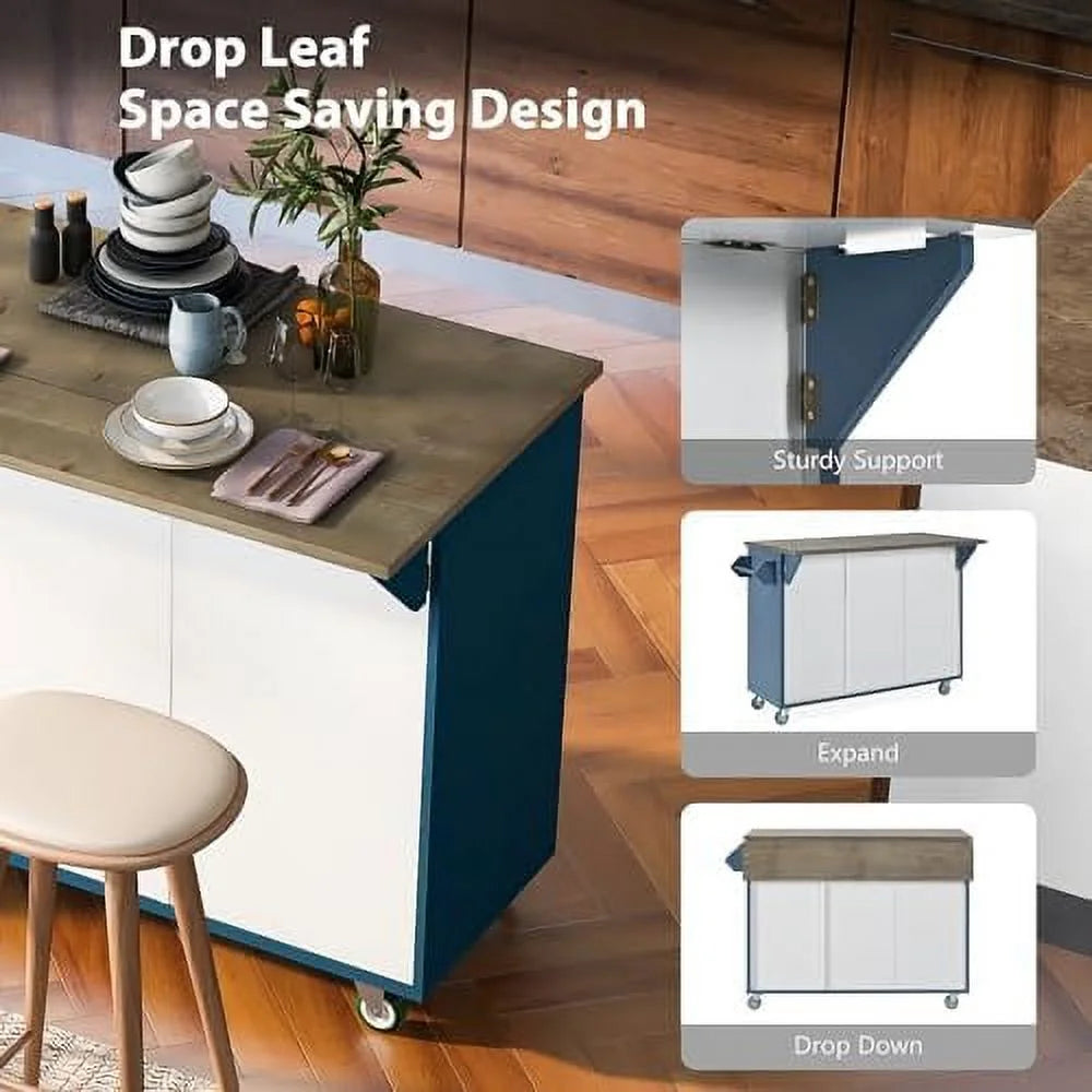 Rolling Kitchen Island with Power Outlet and Wheels Y63626