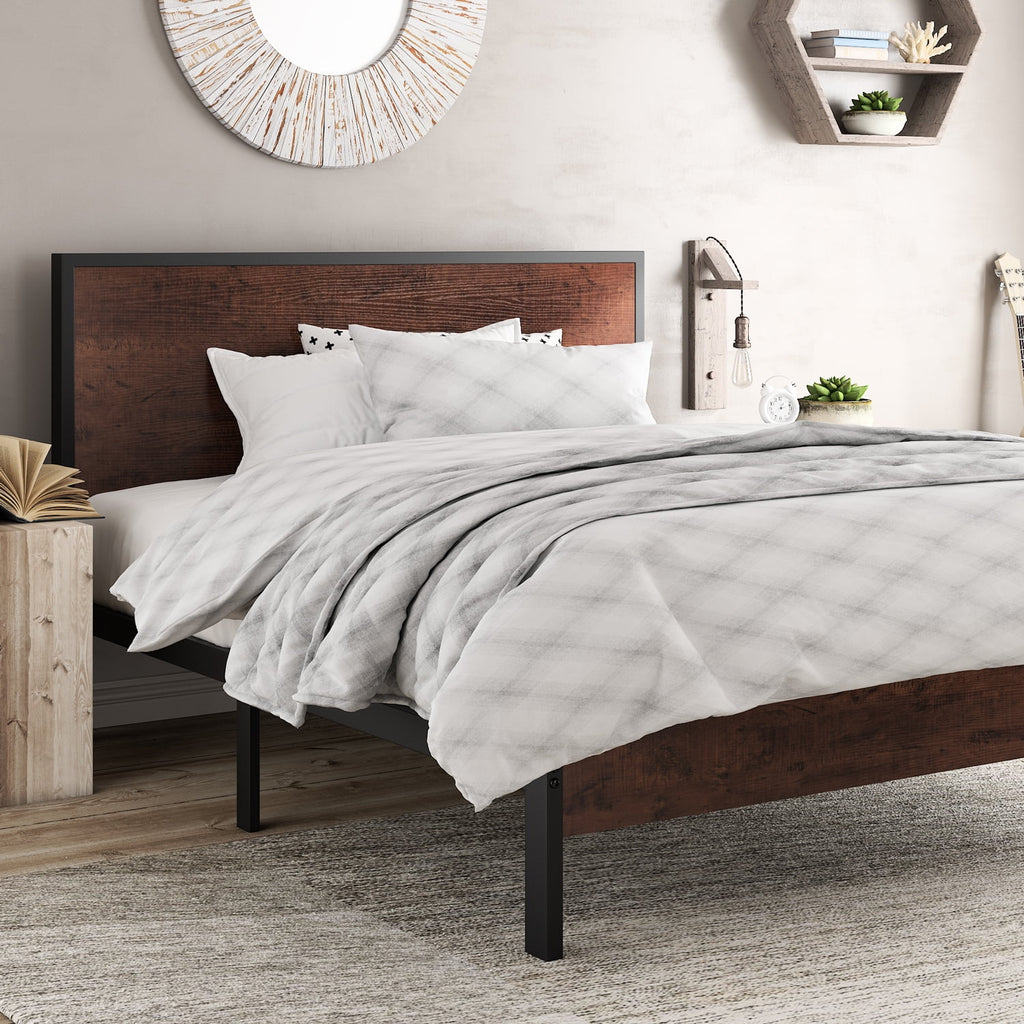 Queen Size Platform Bed Frame with Wood Headboard U631