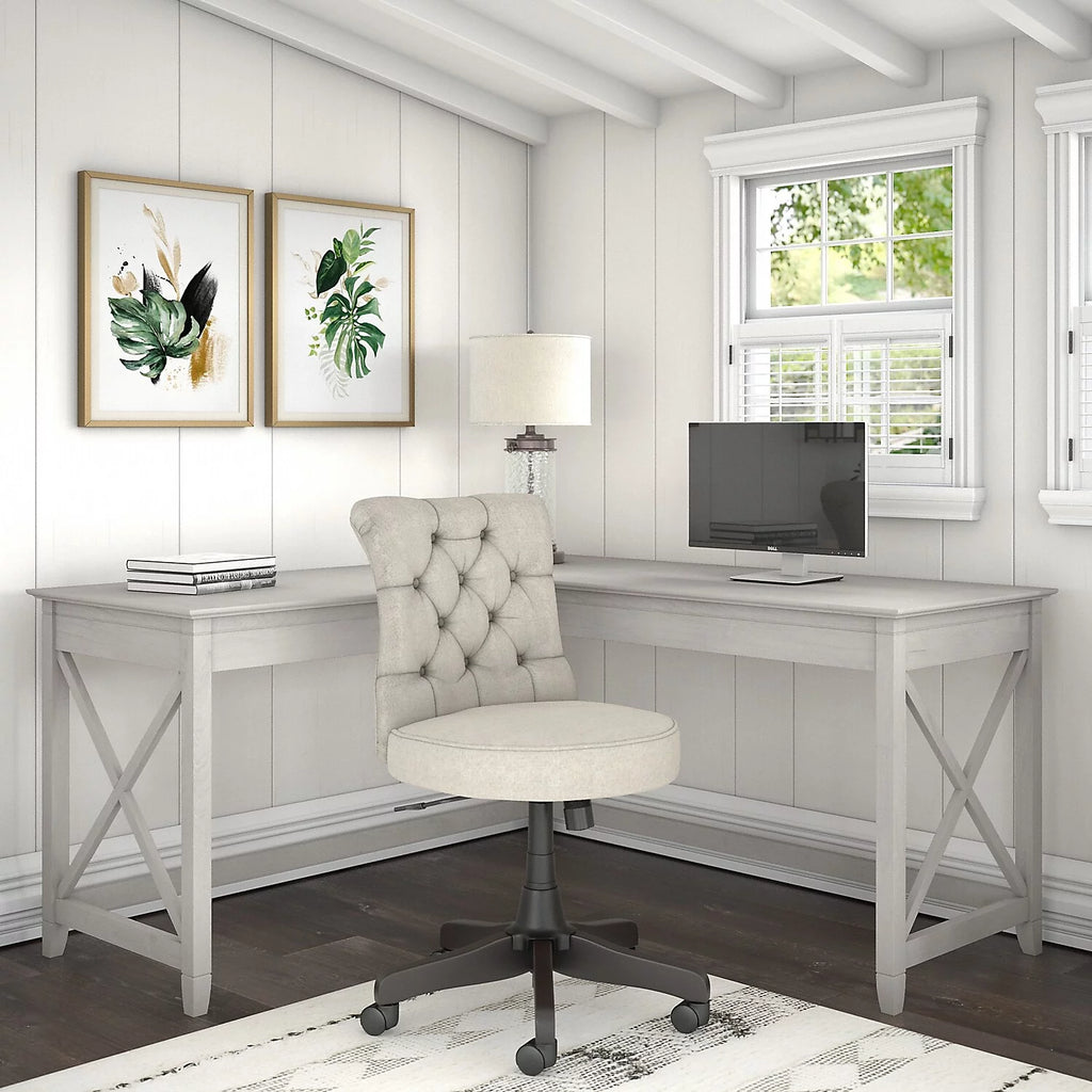 White Oak L-Shaped Desk and Chair Set H50607