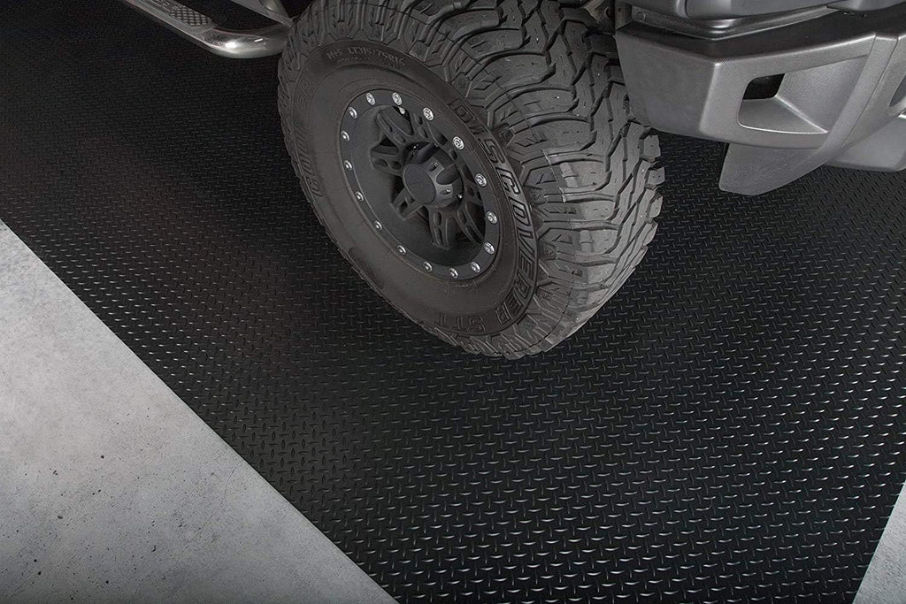 Black 3.3 x 16.5FT Heavy Duty Rubber Diamond Garage Floor Mat B170441