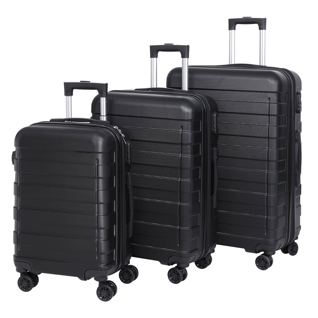 3pcs Black Spinner Luggage Suitcase Set L485556