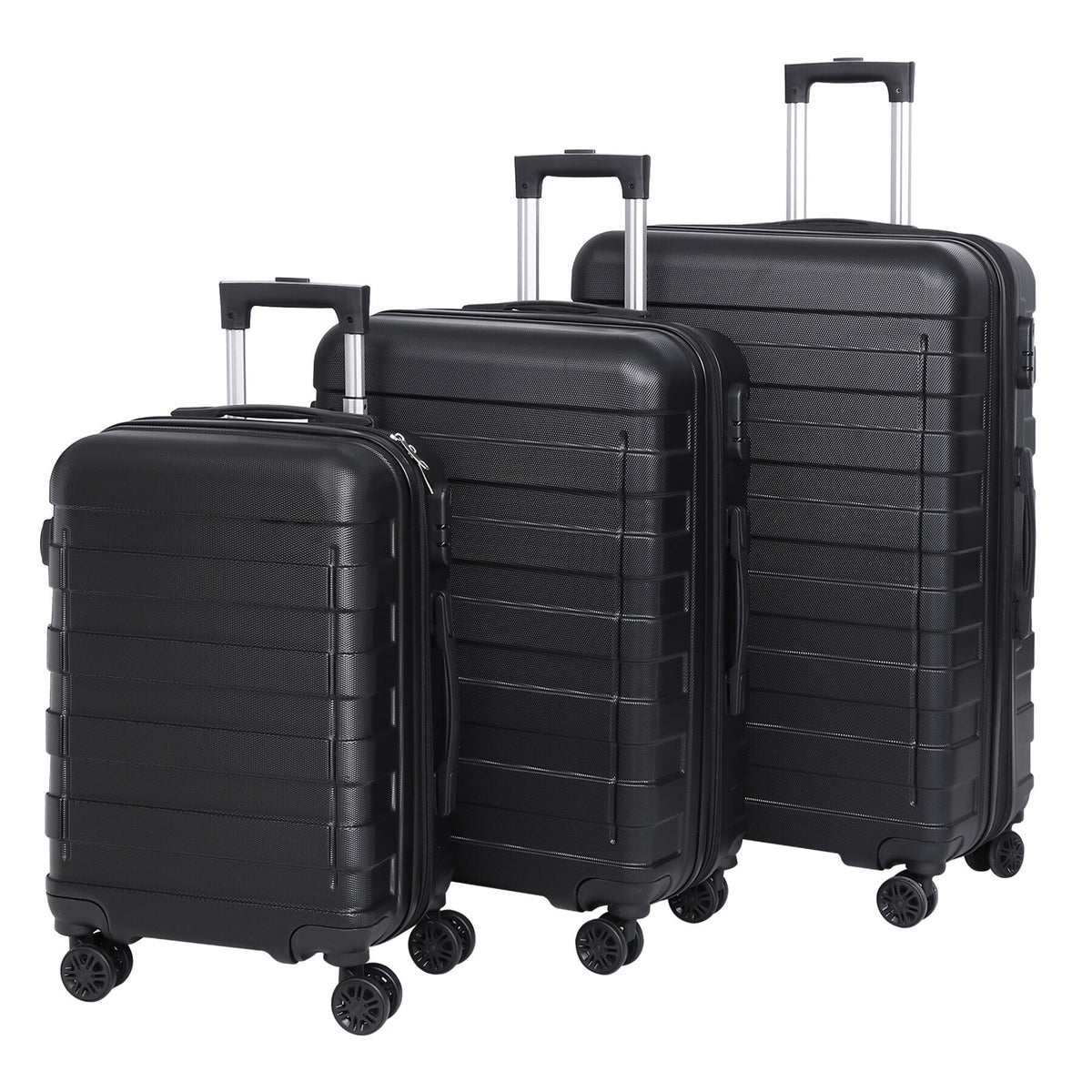 3pcs Black Spinner Luggage Suitcase Set L485556