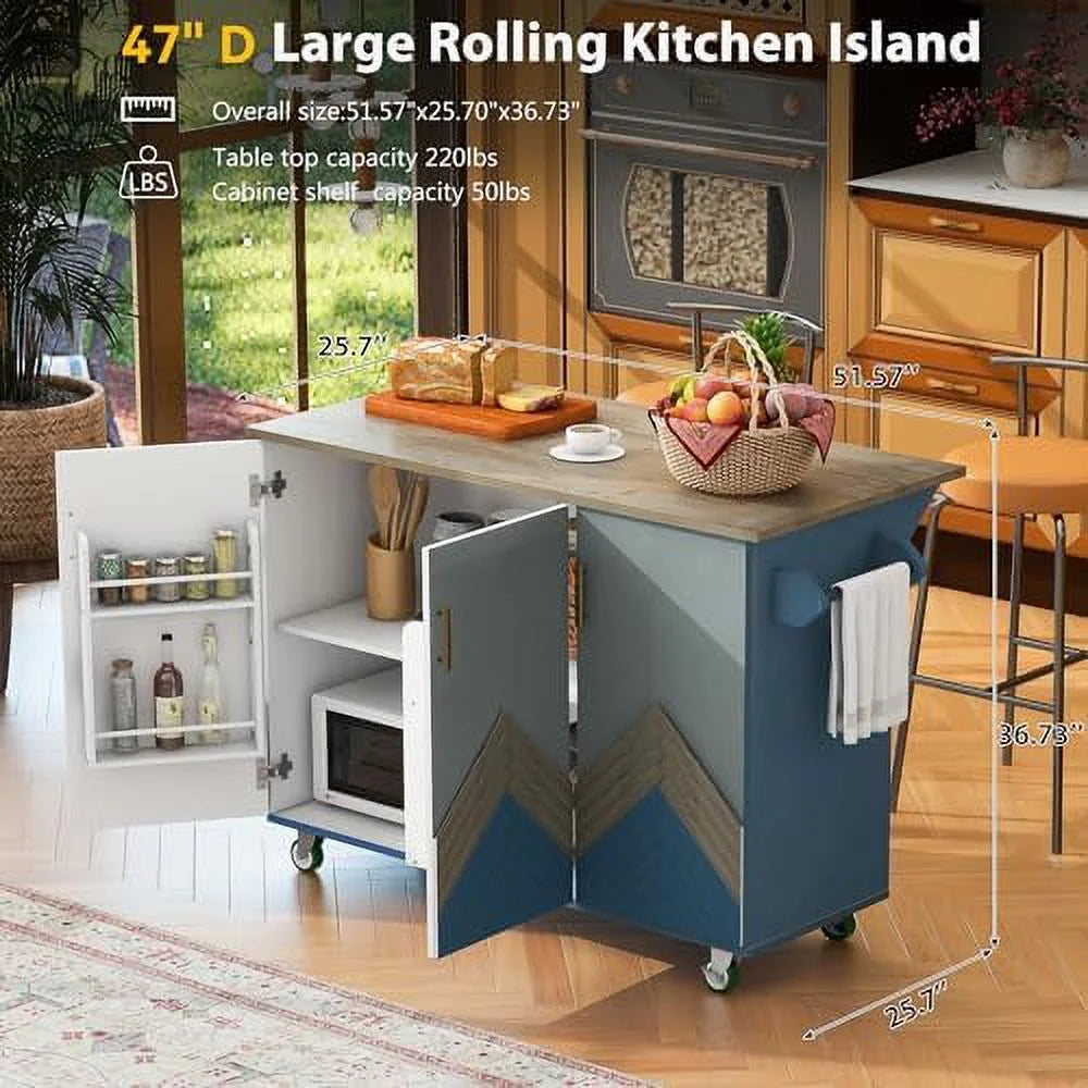 Rolling Kitchen Island with Power Outlet and Wheels Y63626