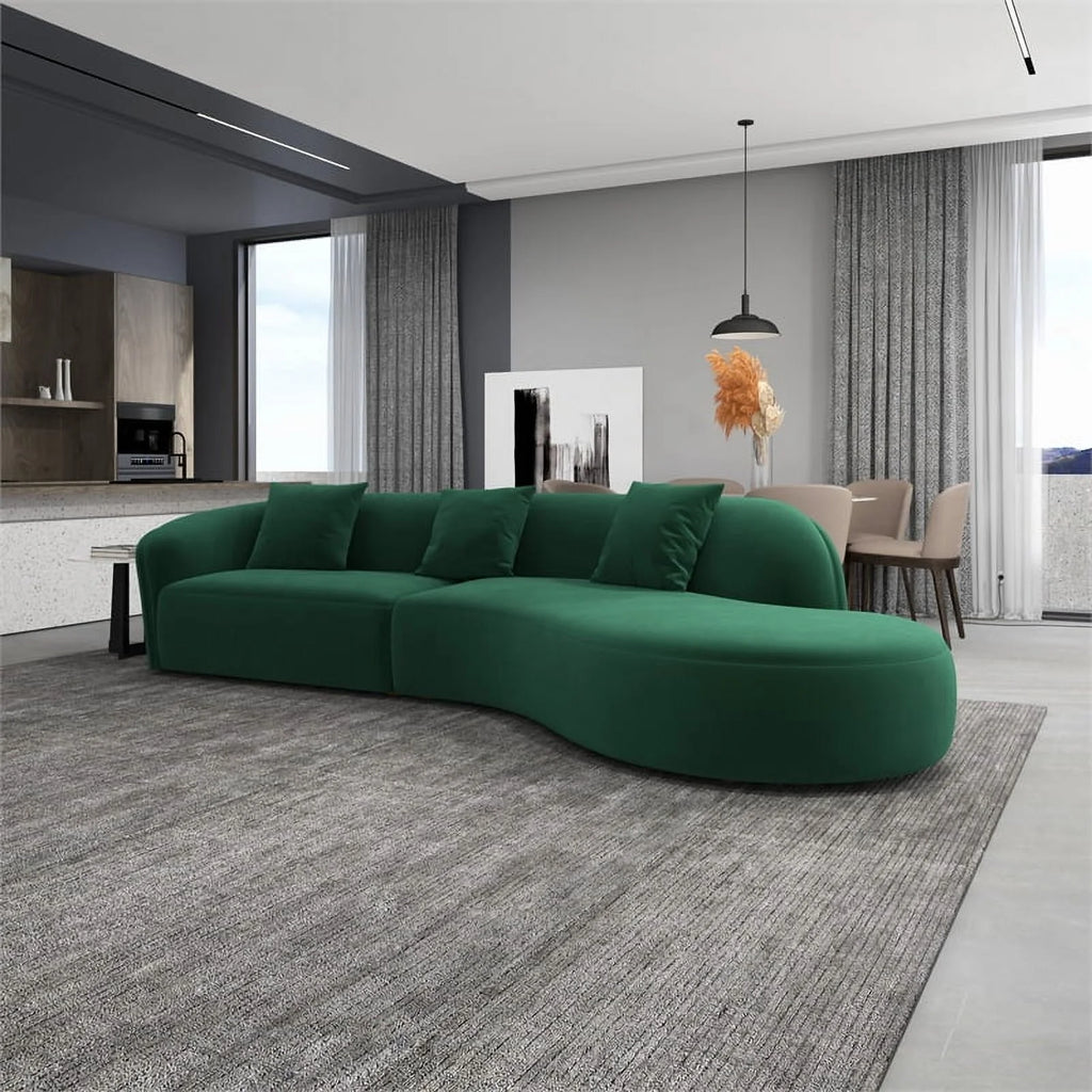Green Velvet Curvy Couch W173