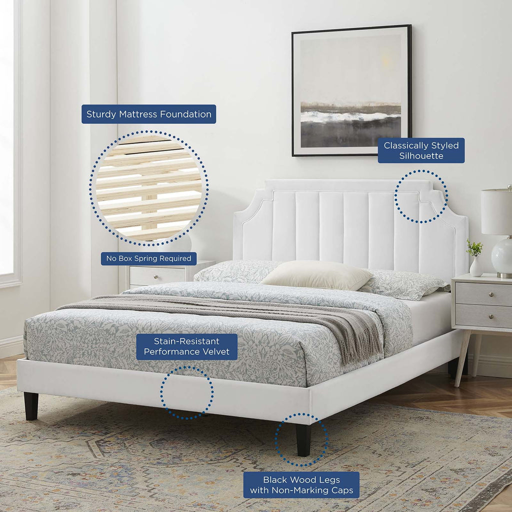 Twin Size White Velvet Platform Bed Frame K2420