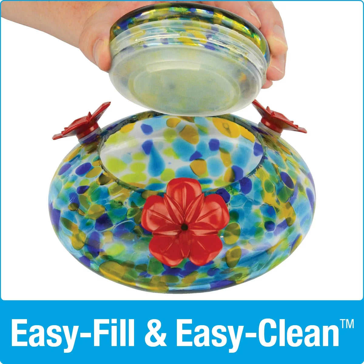 Artisan Glass Solar-Powered Hummingbird Feeder 16 oz V878