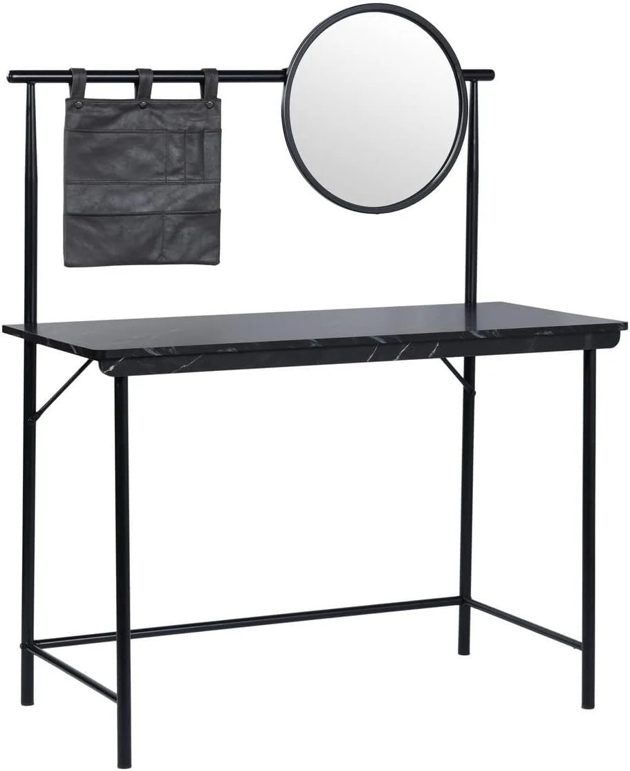 Black Vanity Desk with Removable Circular Mirror K770012