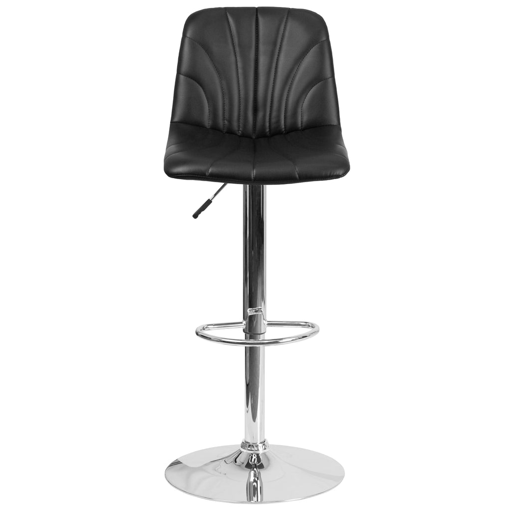 Black Vinyl Adjustable Height Barstool with Chrome Base E683