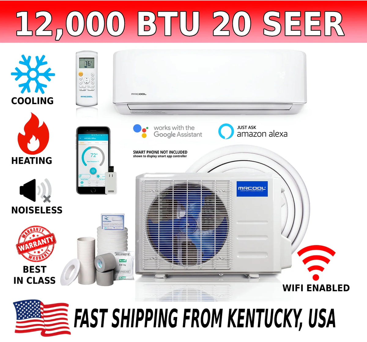 9,000 BTU Ductless Wall Mount Heat Pump System J454665