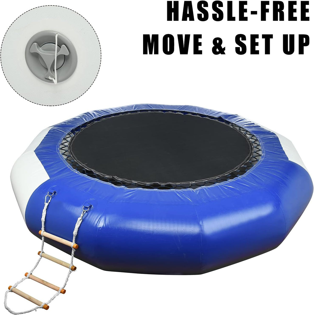 Inflatable Round Water Trampoline with Electric Inflator and 4-Step Ladder I792