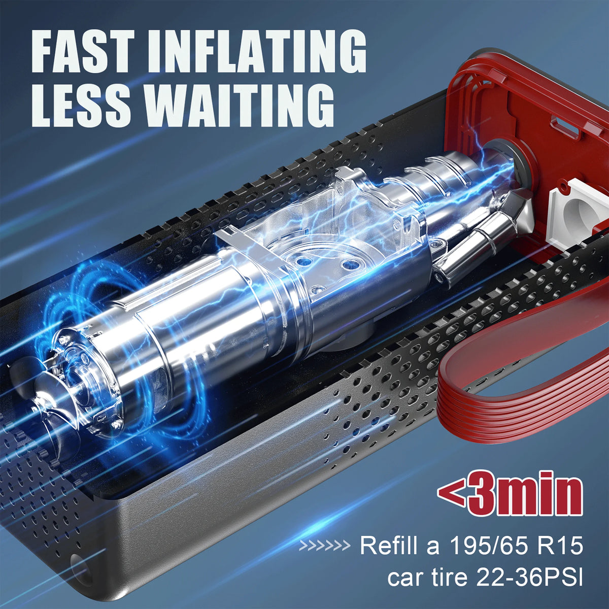 Cordless Tire Inflator Portable Air Compressor 6000mAh 150PSI Air Pump C331