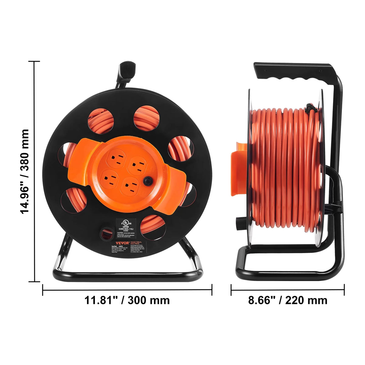 100FT 4 Outlets 12AWG Extension Cord Reel A828
