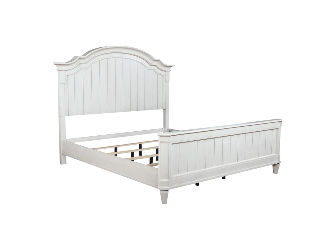 Wood King Bed with Dresser, Mirror, Two Nightstands, and Chest T7058