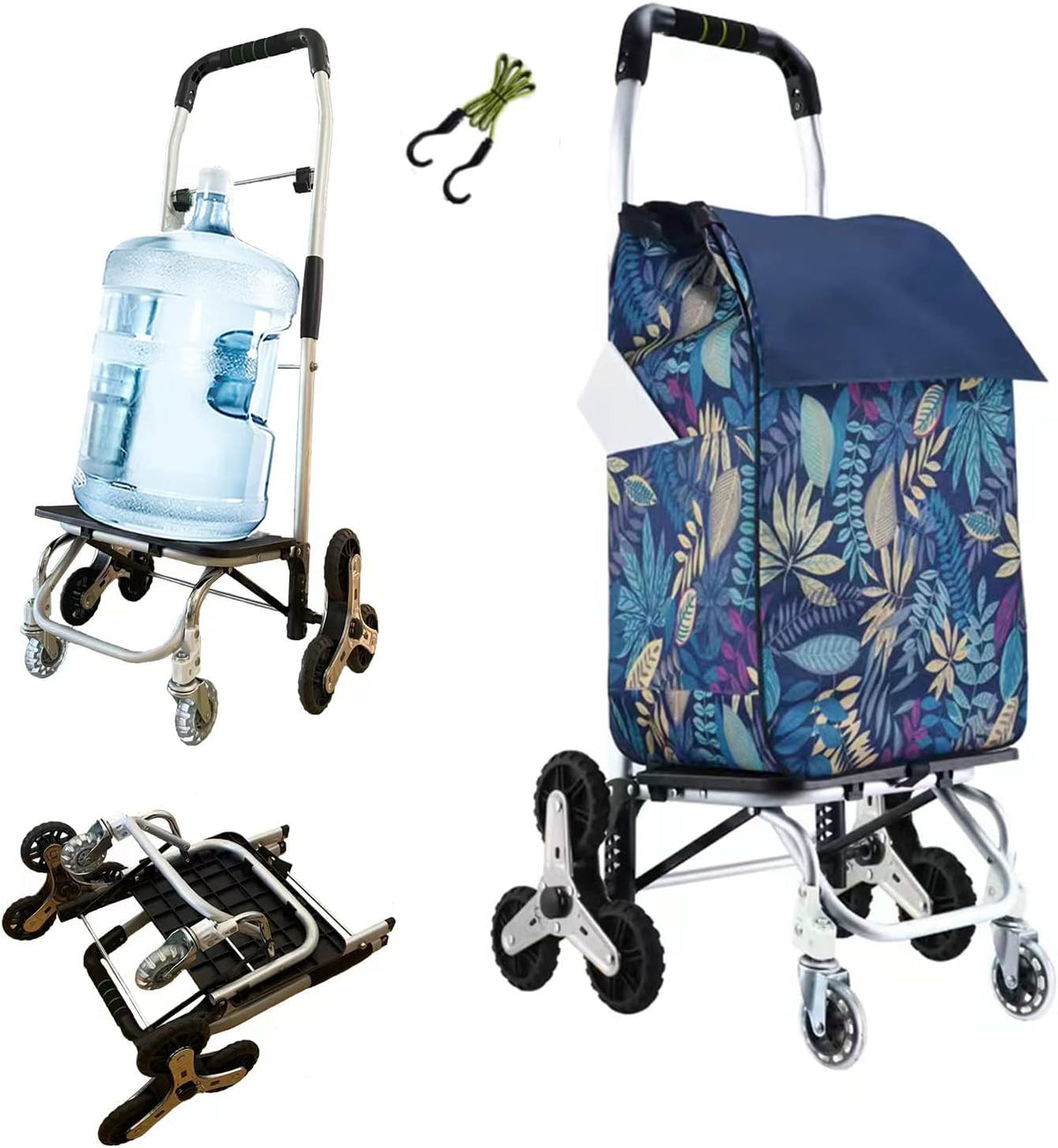 Foldable Grocery Cart with Aluminum Frame, 8 Wheel, Pack of 2 R95502