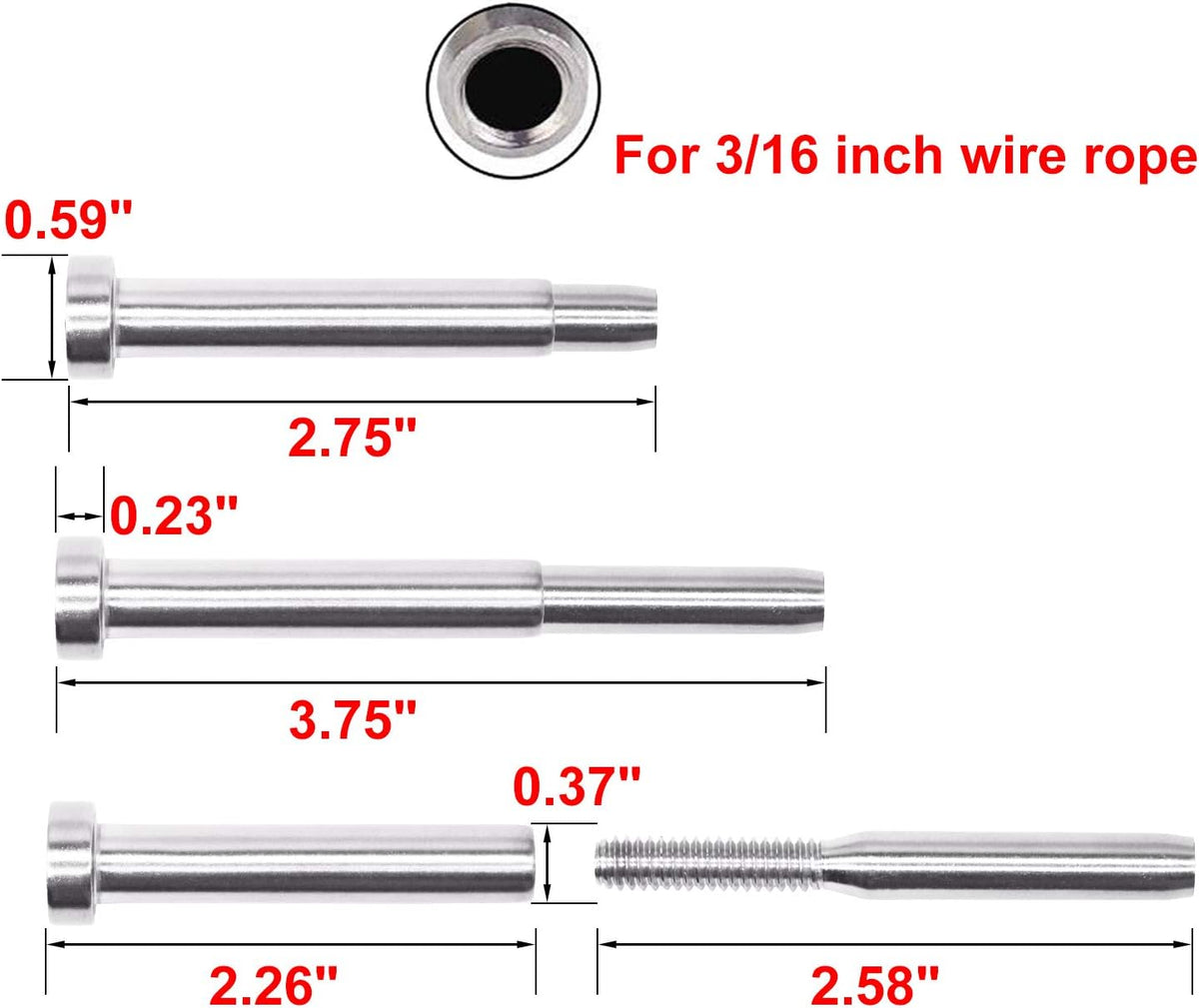 20 Pack Stainless Steel Cable Railing Hardware I58073
