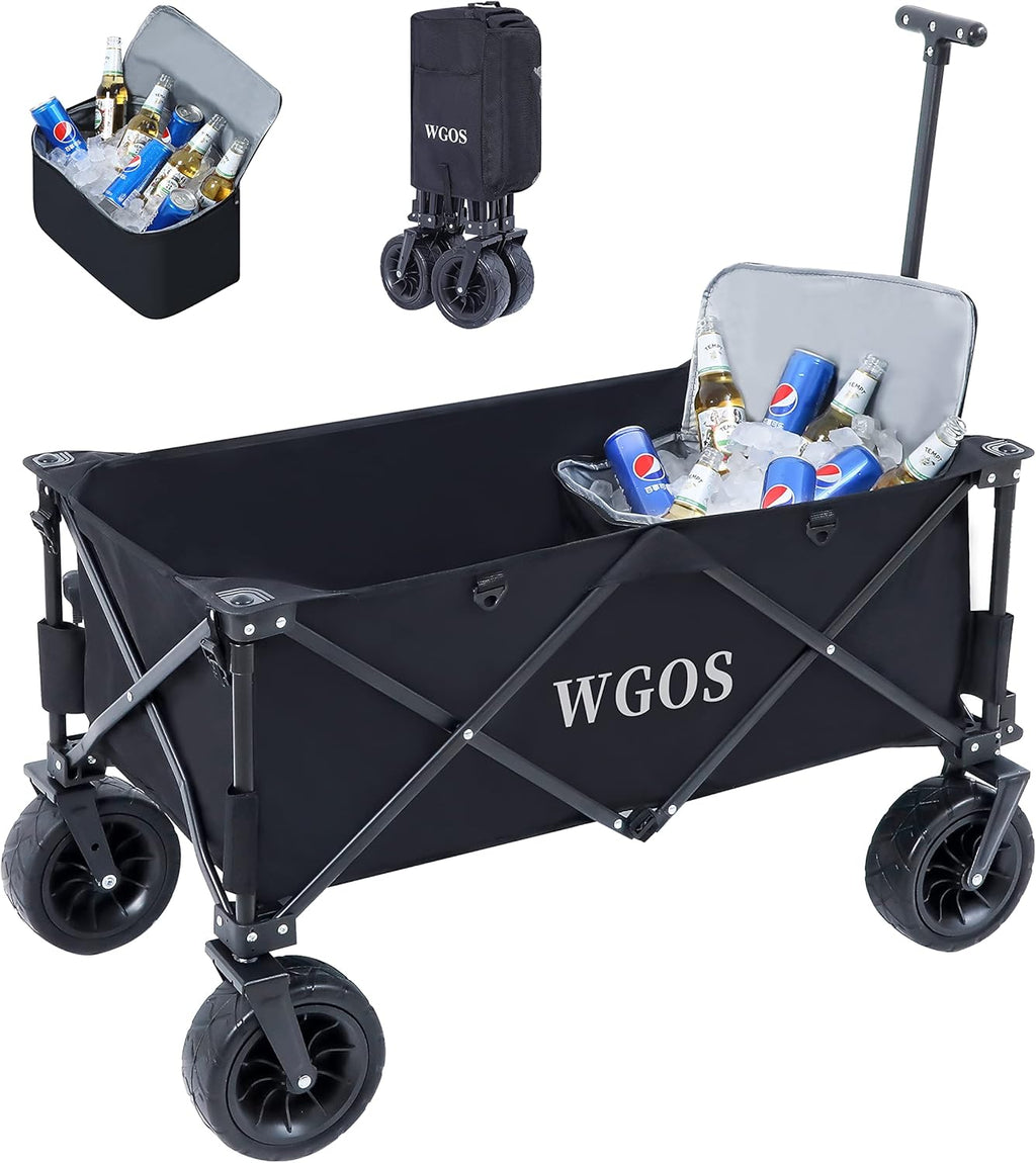 Collapsible Folding Wagon with Cooler Bag Black Q803135