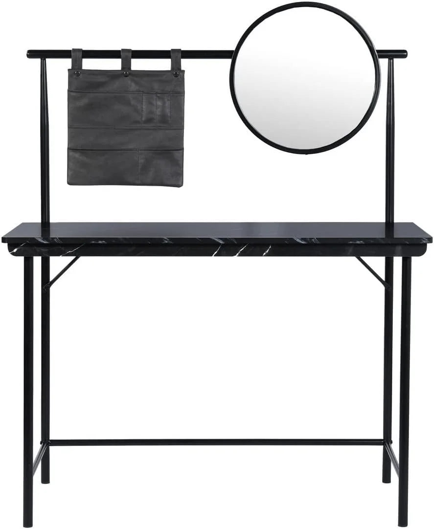 Black Vanity Desk with Removable Circular Mirror K770012