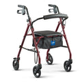 Folding Steel Rollator Walker 6 Wheels 350lb Capacity Burgundy Red B301393