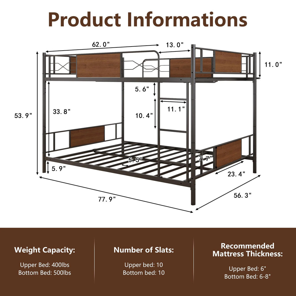 Full over Full Metal Bunk Beds J5968