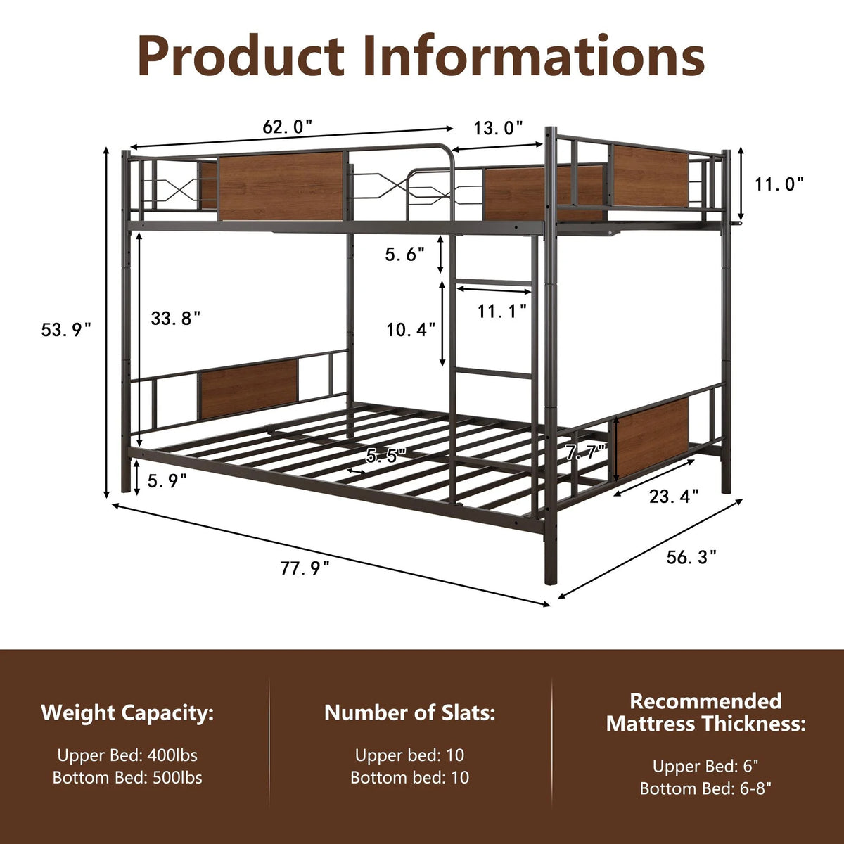 Full over Full Metal Bunk Beds J5968