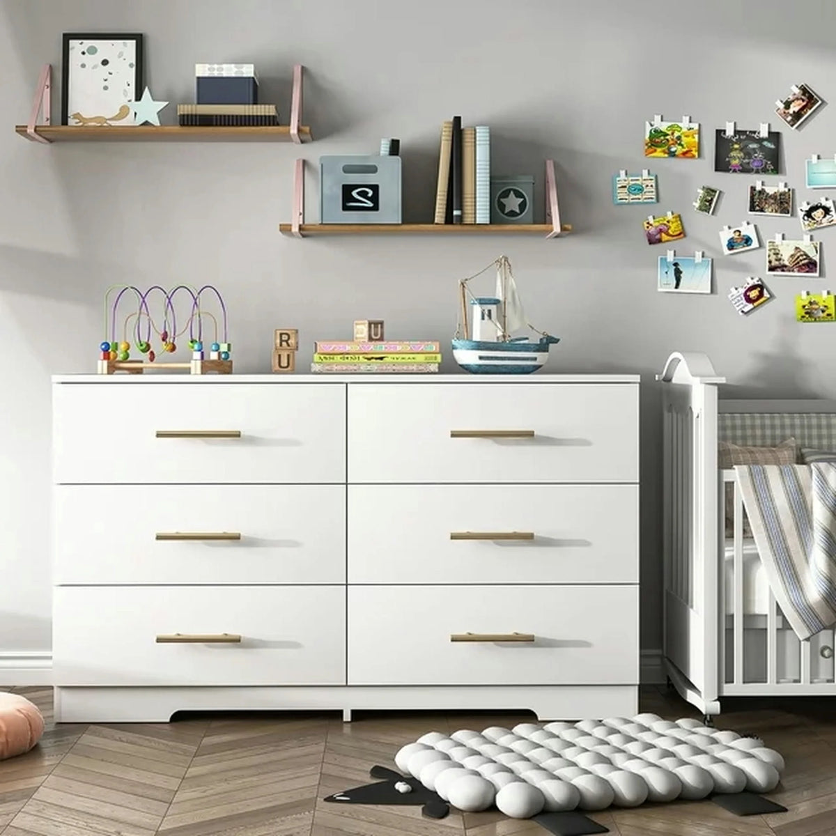 Black 6 Drawer Wood Dresser Y269100