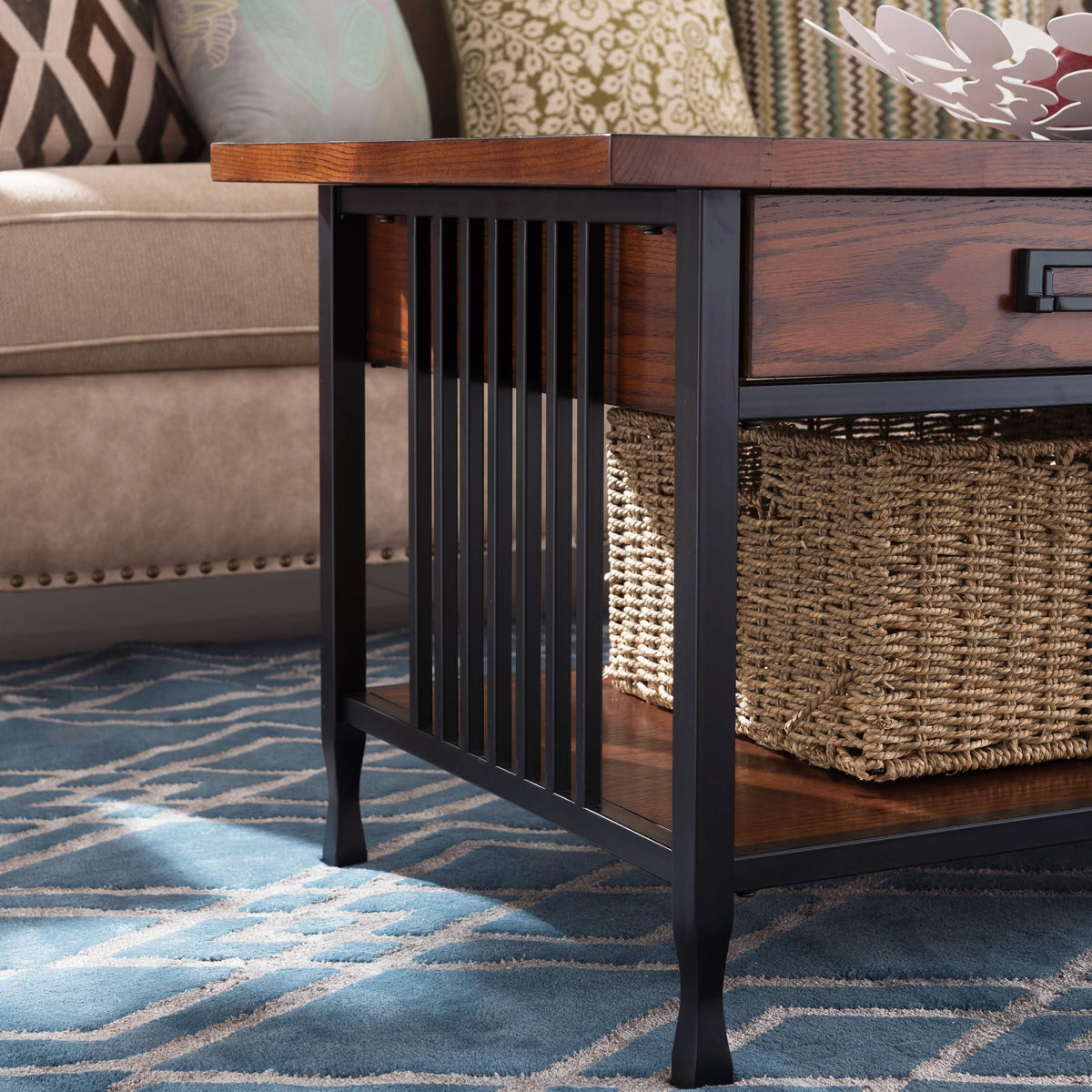 Rustic Two Drawer Coffee Table with Shelf H928224