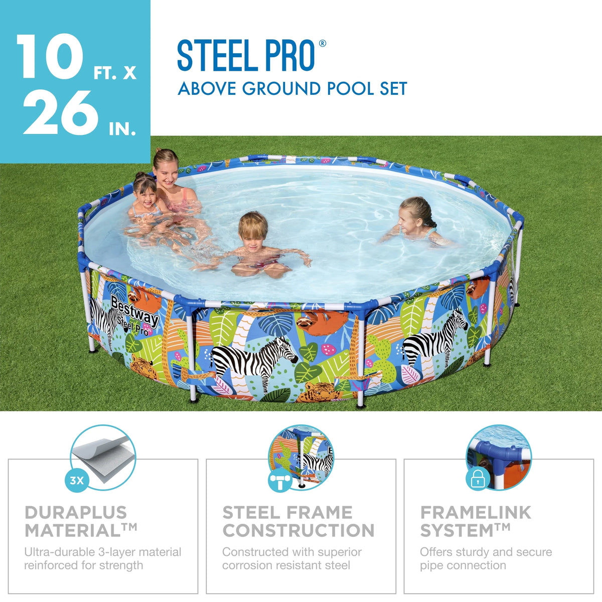 10 ft. x 26 in. Round Metal Frame Above Ground Pool G627