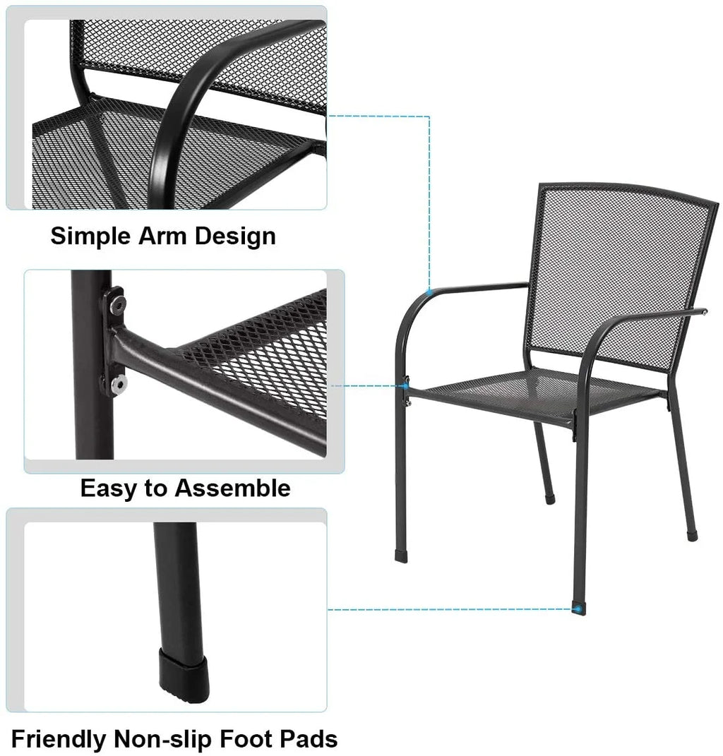 5-Piece Metal Patio Dining Set with 4 Stackable Chairs I416418