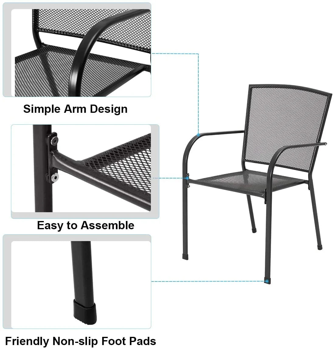 5-Piece Metal Patio Dining Set with 4 Stackable Chairs I416418