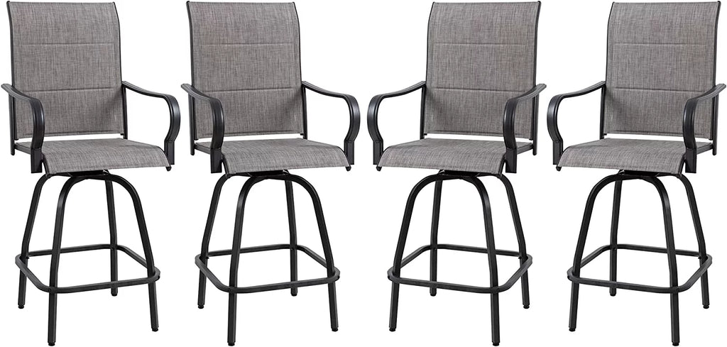 4 Pieces All Weather Padded Sling Textilene Swivel Bar Stools N405