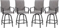 4 Pieces All Weather Padded Sling Textilene Swivel Bar Stools N405